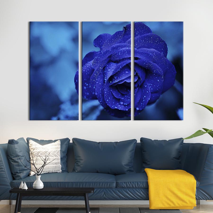 Картина на холсте триптих Роскошная синяя роза 78x48 см (975-31)