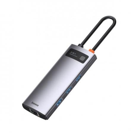 Хаб Baseus Metal Gleam Series 7в1 Type-C Type-C to HDMIх1/USB3,0х3/PDх1/VGAх1/RJ45х1 WKWG040013 Grey