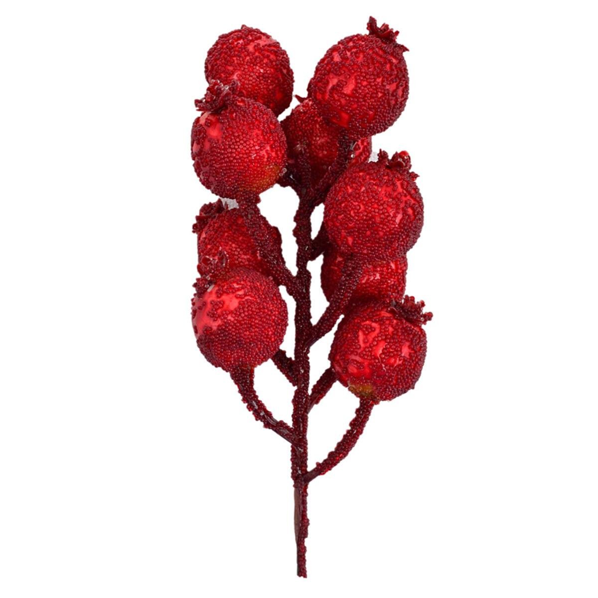 Ветка декоративная YES! Fun засахаренная 22 см Красные гранаты