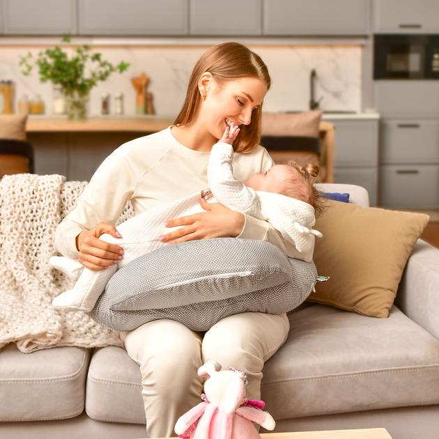 Подушка-диванчик для кормления Sei Design полоса хлопок антиаллергенное волокно 60х70х16 см Серый - фото 2