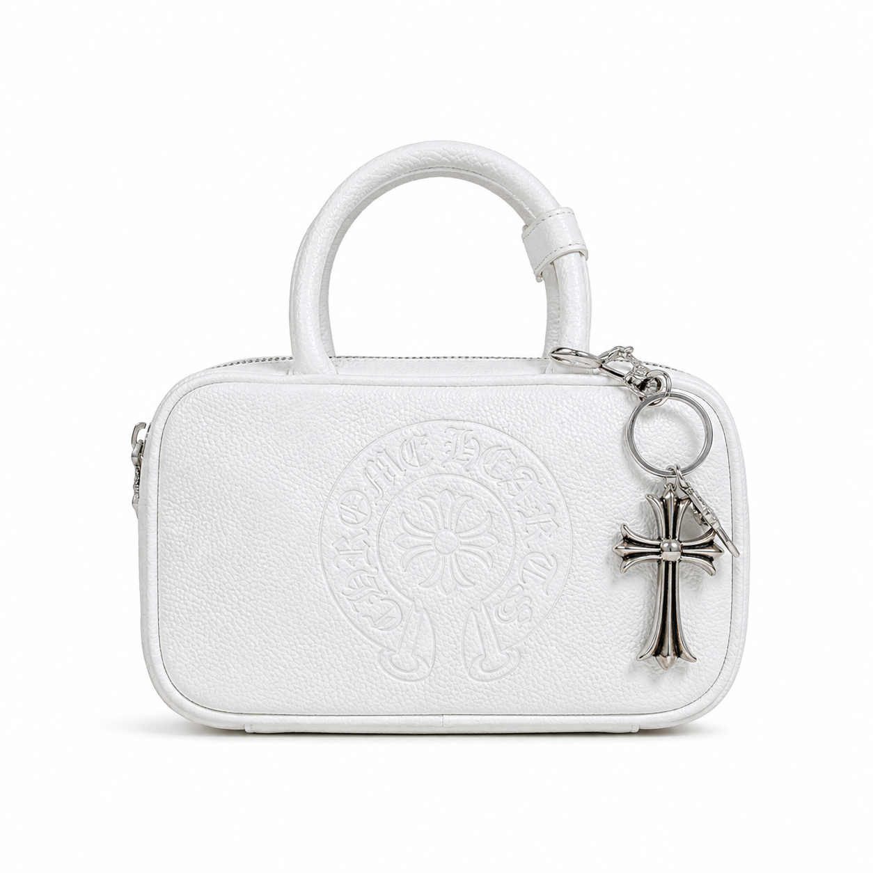 Сумка женская через плечо в стиле Chrome Hearts из искусственной кожи двусторонняя с металлической фурнитурой Белый
