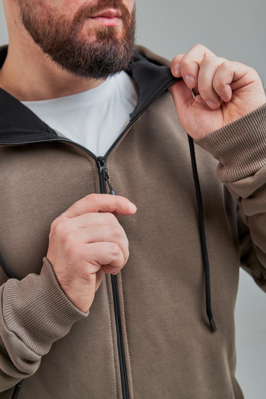 Кофта чоловіча М0168.4 L Бежево-сірий (623-1-62) - фото 2 Кофта чоловіча М0168.4 L Бежево-сірий (623-1-62) - фото 2