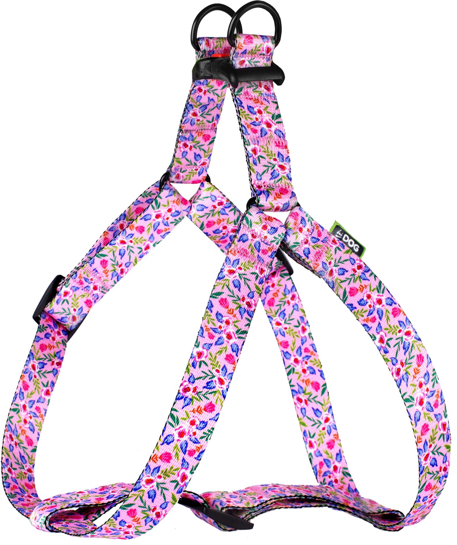 Шлей Hi Dog 45-64 см 20 мм Flowers Pink (2100102424013)