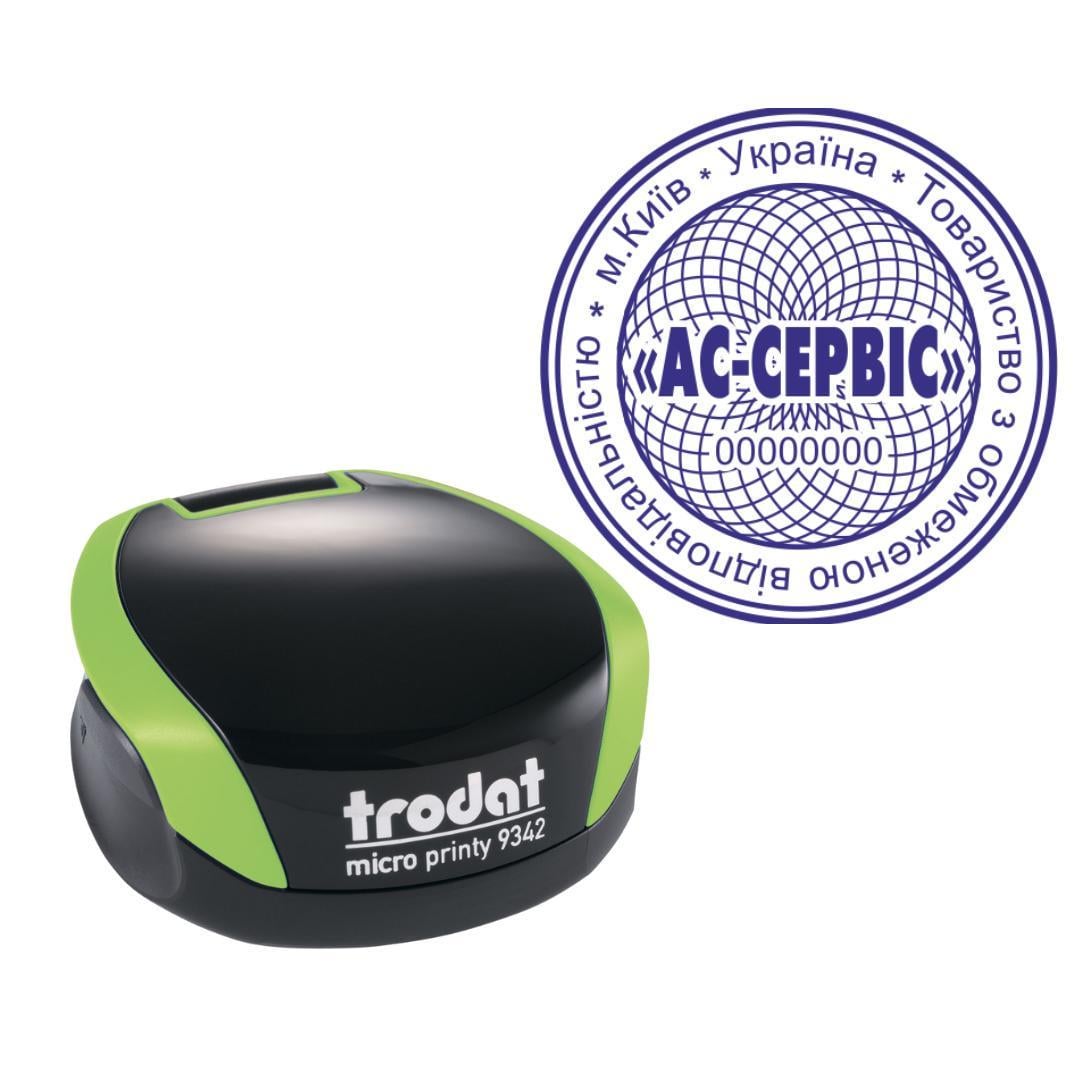 Печать ТОВ на карманном оснащении Trodat Micro Printy 9342 d 42 мм Зеленый (ООО18/9342/G)