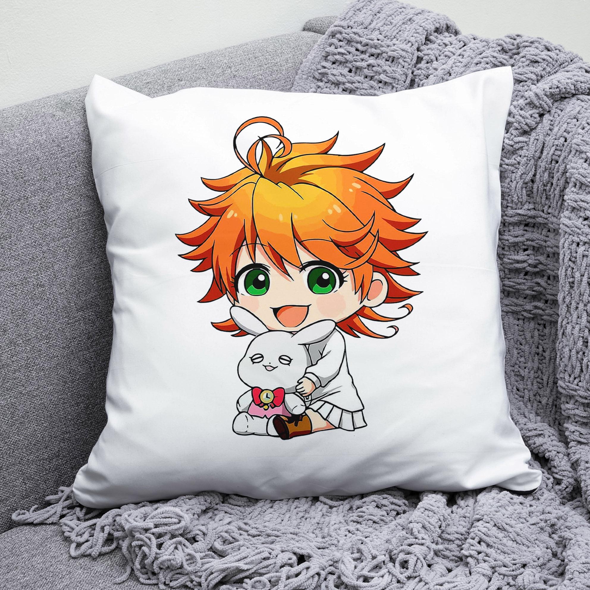 Плюшева подушка квадрат з принтом аниме The ​​Promised Neverland "3