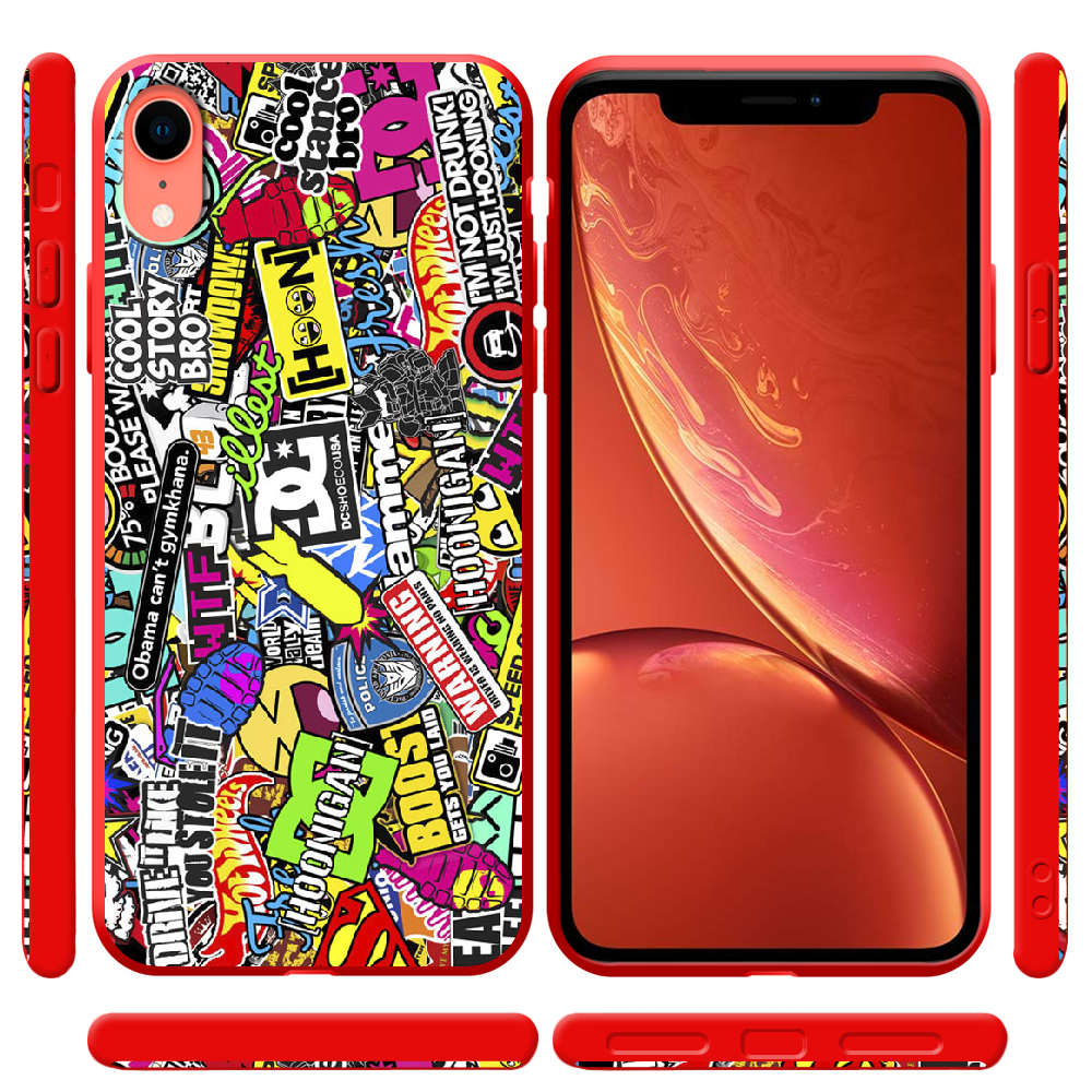 Чехол Boxface iPhone XR Multicolored Inscriptions Красный силикон (35417-up880-42163) - фото 2