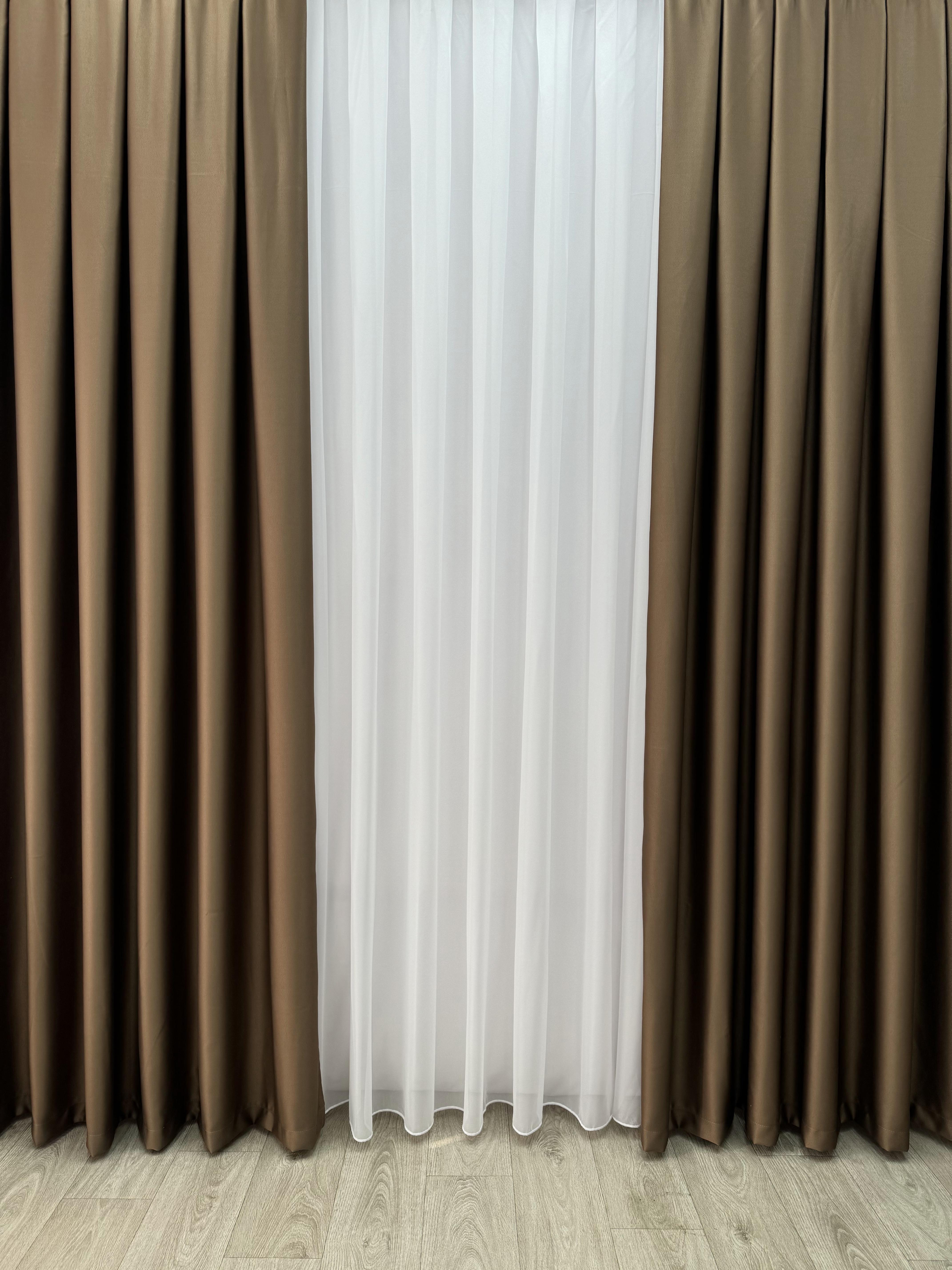 Штора блекаут на тесьме 6 см 300х260 см Коричневый (11909416) - фото 5