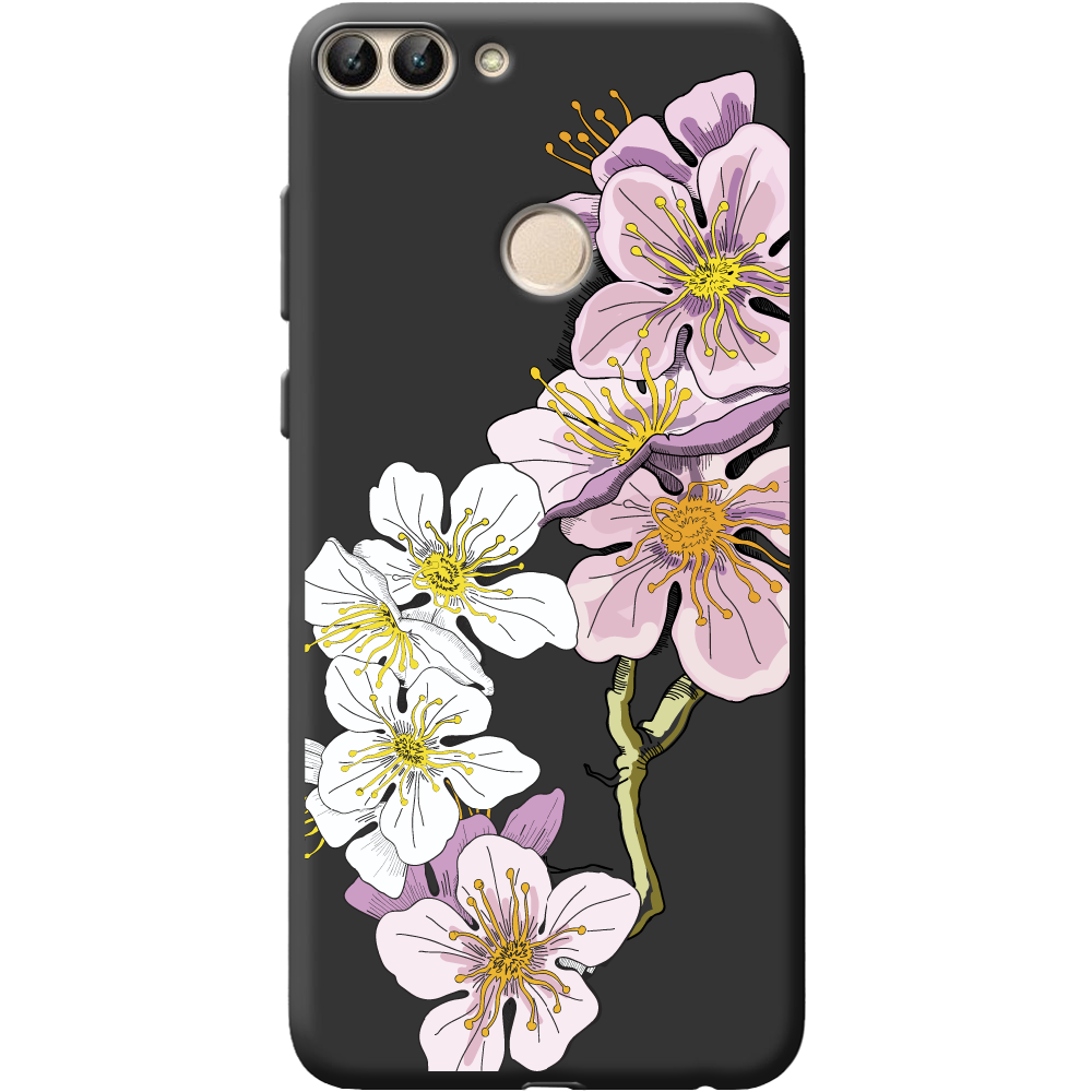 Чехол Boxface Huawei P Smart Cherry Blossom Черный силикон (32669-cc4-41523)