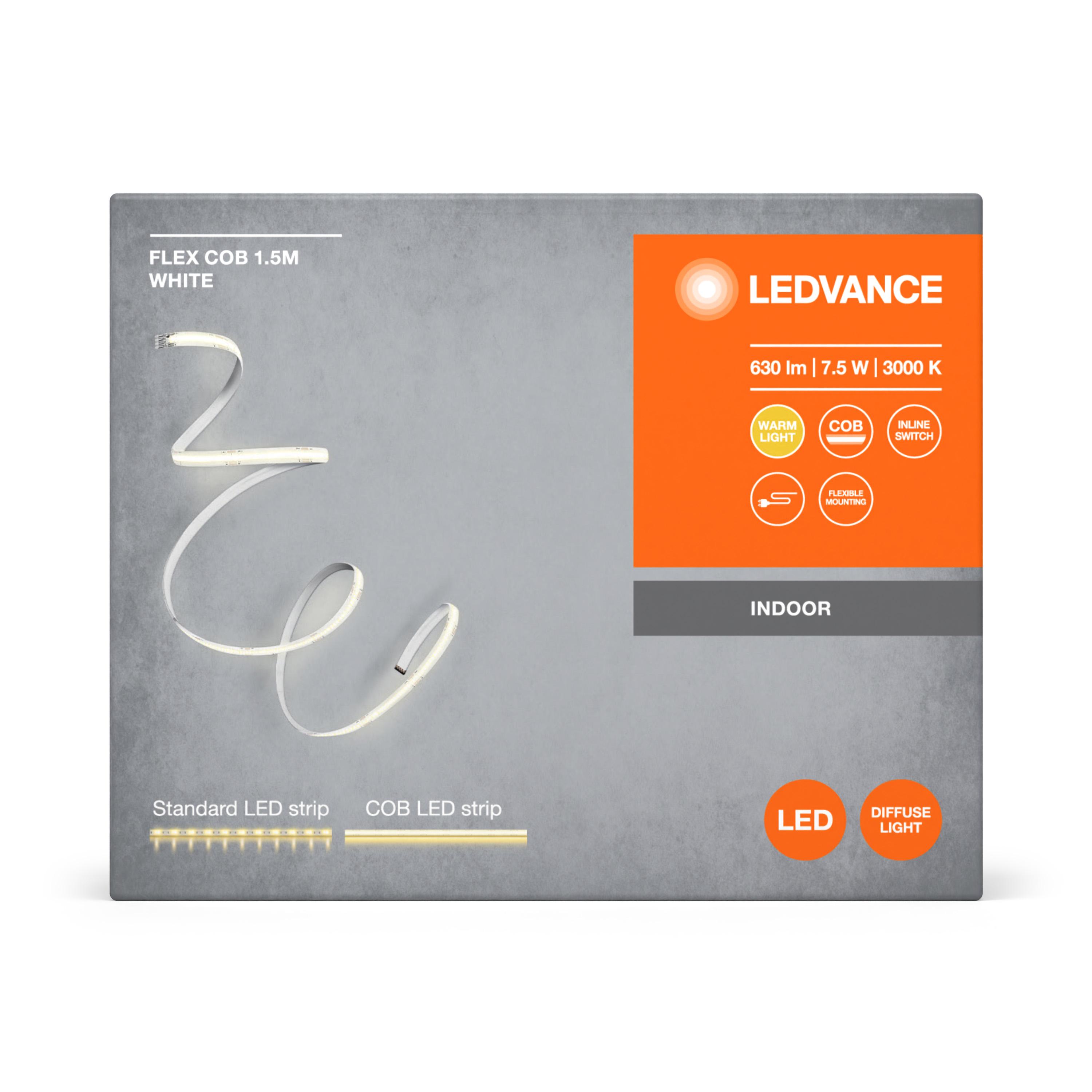 Світлодіодна стрічка Ledvance Cob Strips 7,5W 220V 630lm 3000K IP20 1500х1,6х8 мм (4099854095245) - фото 4