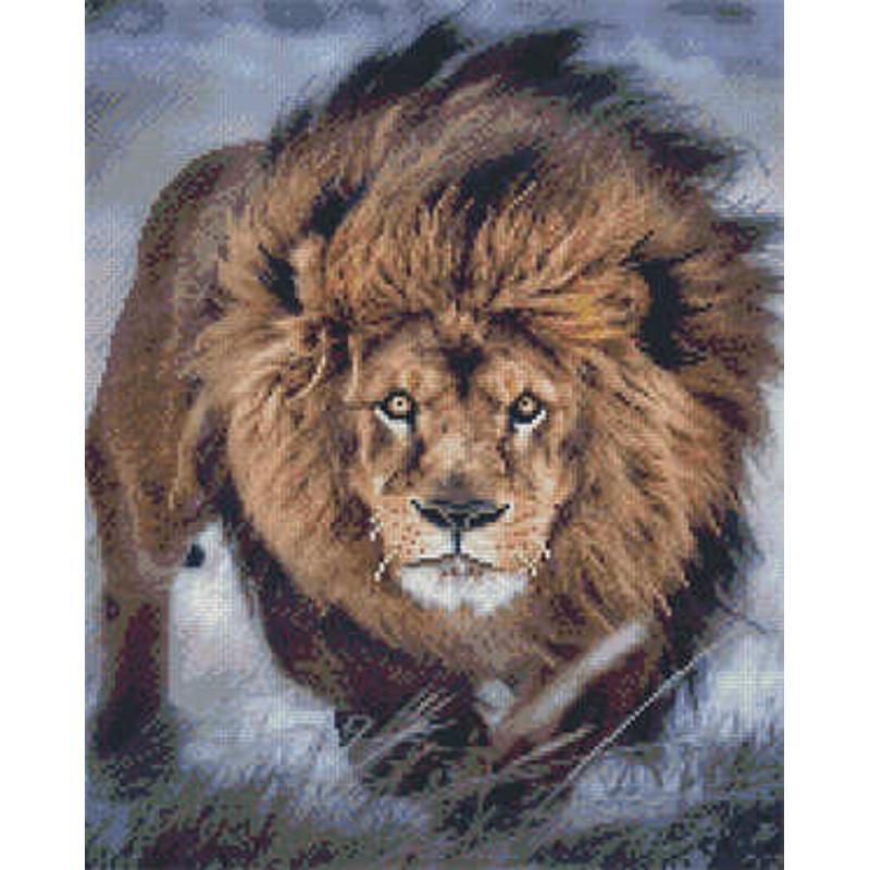 Алмазная мозаика Strateg Премиум Лев на охоте 40x50 см (Str-L-010)