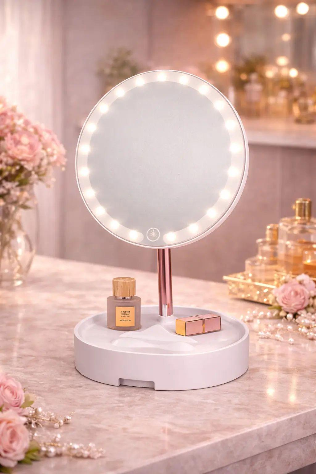 Косметическое зеркало настольное с LED-подсветкой XR-6606 3 режима 31х18х20 см (opt-105874)
