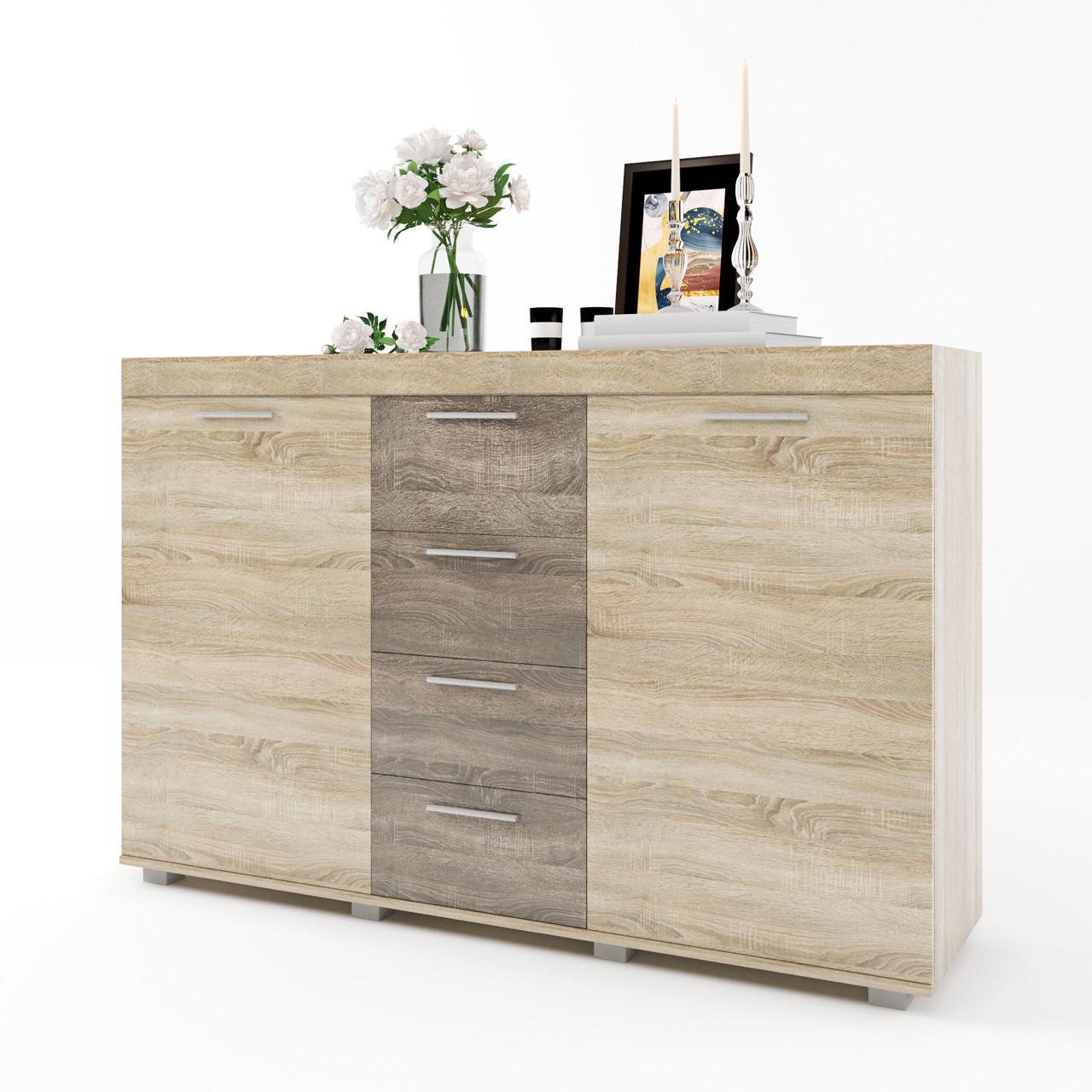 Комод Еверест К-7 Британия 140х38х92 см Сонома/Трюфель (DTM-2474)