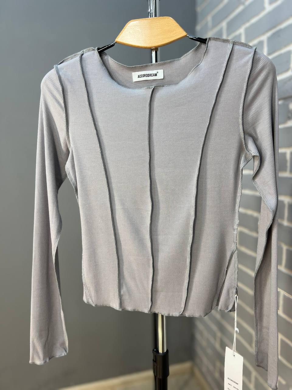 Реглан жіночий ACCORDDREAM 20530 лонгслів вивернуті шви рубчик OS Сірий (1338) - фото 5 Реглан жіночий ACCORDDREAM 20530 лонгслів вивернуті шви рубчик OS Сірий (1338) - фото 5