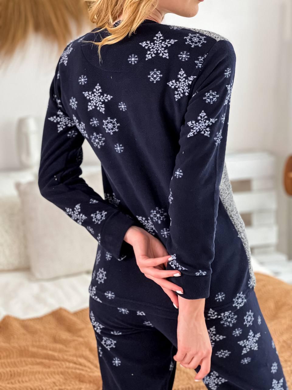 Пижама женская DO2169 на флисе с принтом L Серый - фото 4