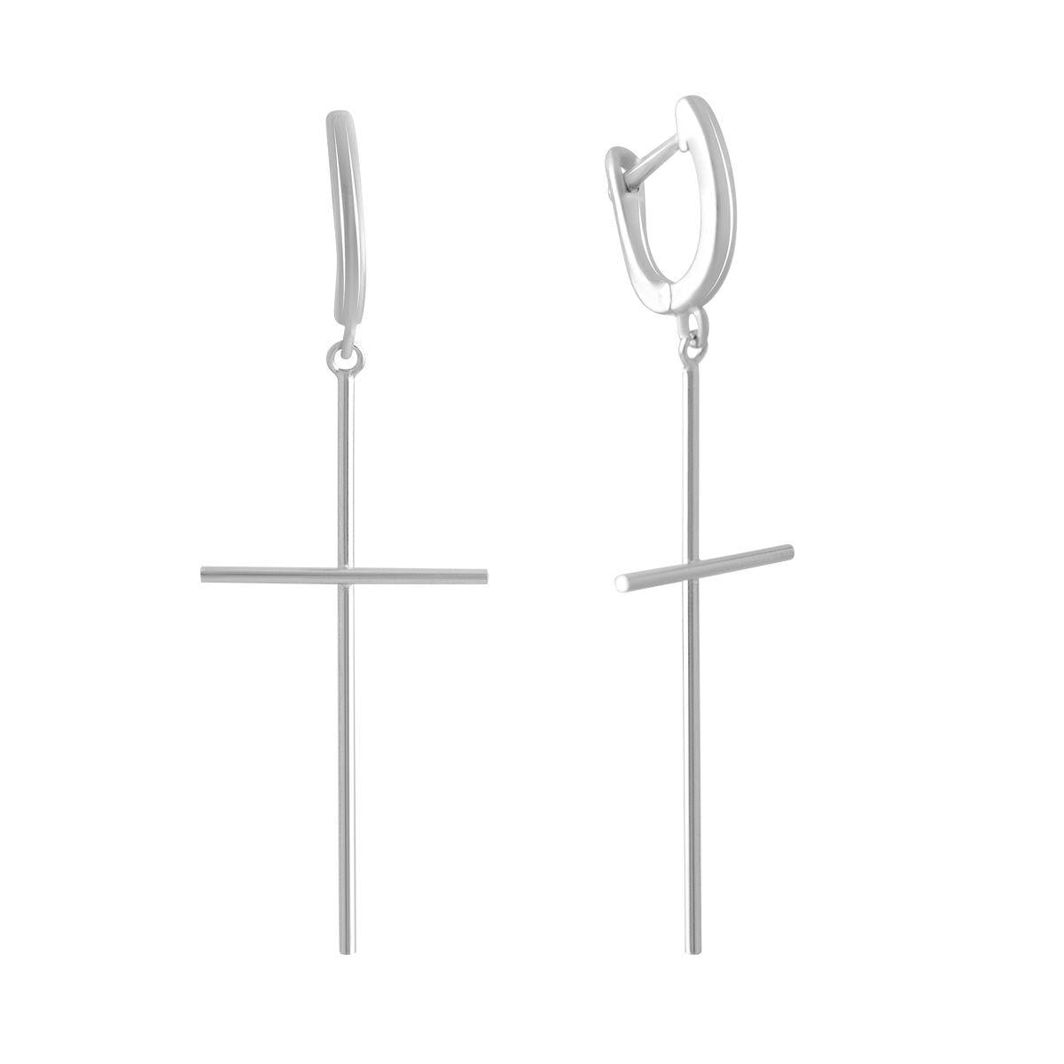 Серебряные серьги-подвески с крестами