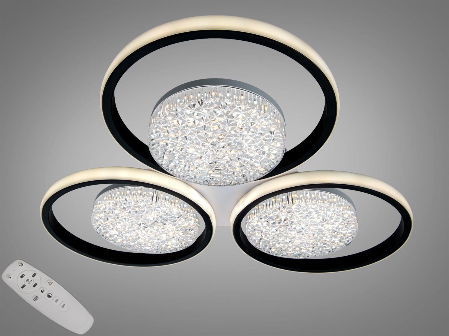 Люстра стельова Diasha 3+3 кільця 8 1Вт/пульт Чорний (9098/3+3A BK)