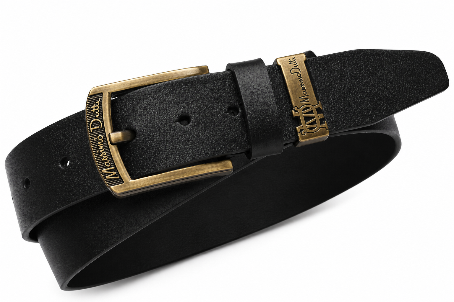 Ремінь чоловічий шкіряний в стилі Massimo Dutti з коробкою 120 см Чорний (36969978)
