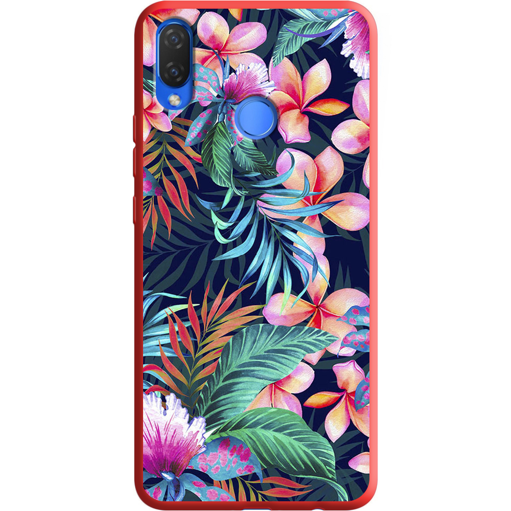 Чехол Boxface Huawei P Smart Plus flowers in the tropics Красный силикон (34912-up1971-36133)