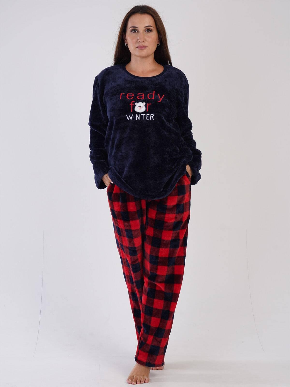 Пижама женская с брюками Vienetta Soft&Pure Welsoft 304083k теплая махровая 2XL Синий с красным (30070886) - фото 3 Пижама женская с брюками Vienetta Soft&Pure Welsoft 304083k теплая махровая 2XL Синий с красным (30070886) - фото 3
