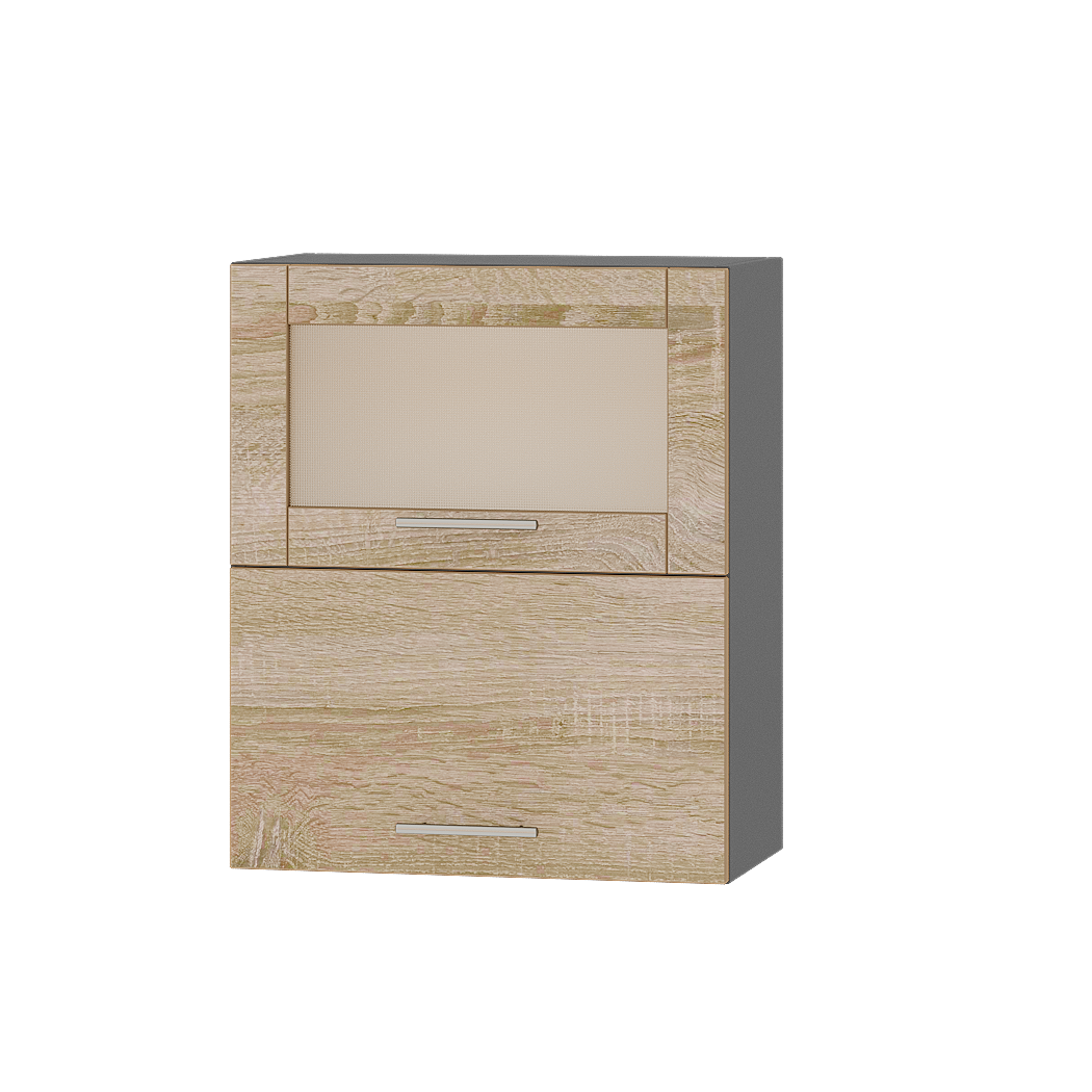 Шкаф верхний Эверест Оптима модуль Верх витрина ВВГ14-600 60х30х72 см Дуб Сонома/Антрацит (06282)