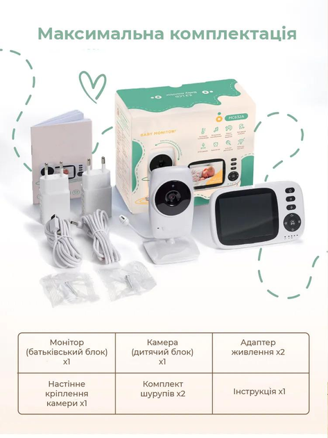 Видеоняня с дисплеем 3,2" камера/ночное видение/двухсторонний звук/датчик температуры/аккумулятор (540942604) - фото 10