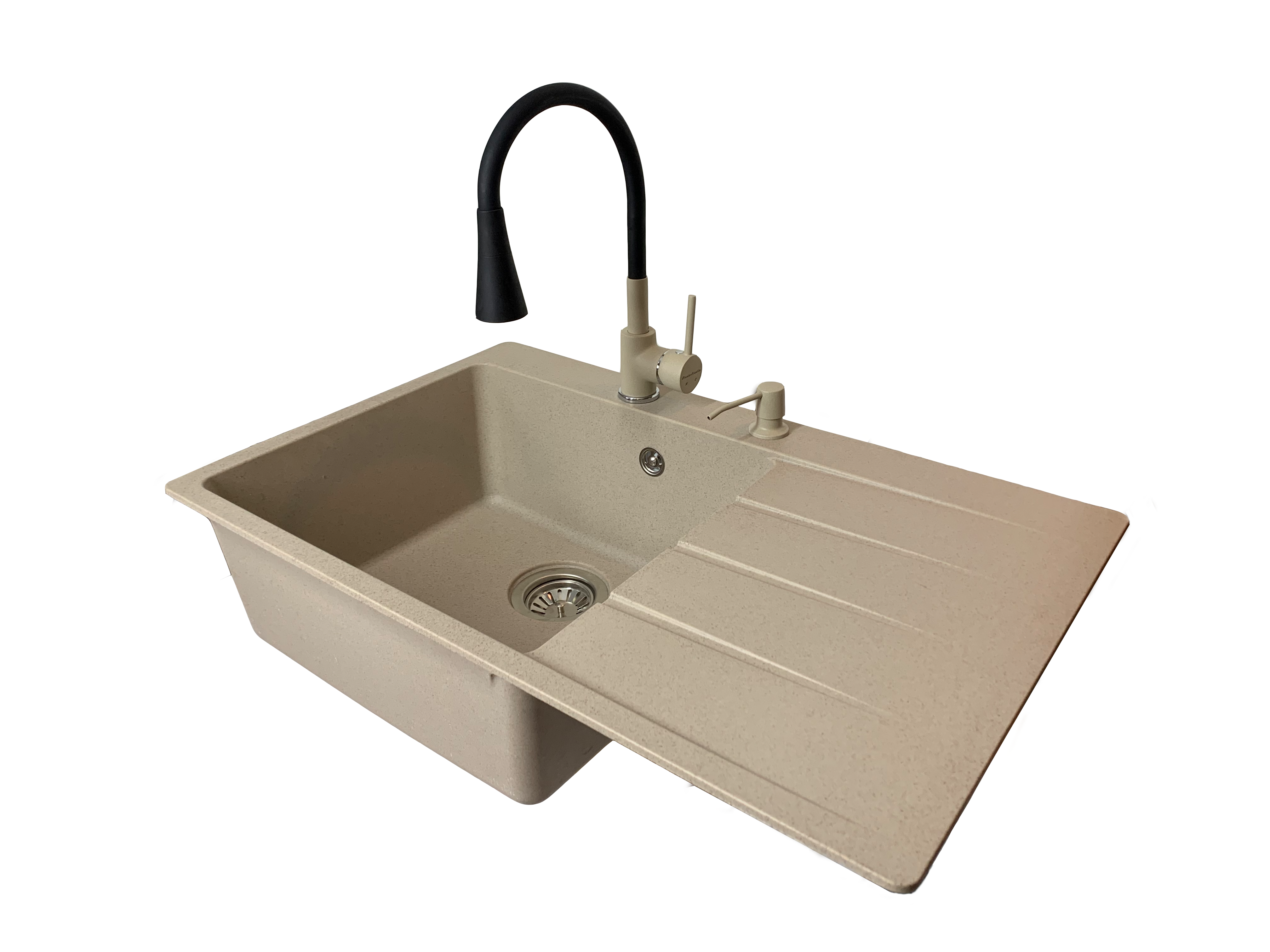 Мойка для кухни VECTOR Forest 78x50 смчаша справа/сифон/дозатор/смеситель Бежевый (47b3cb46)