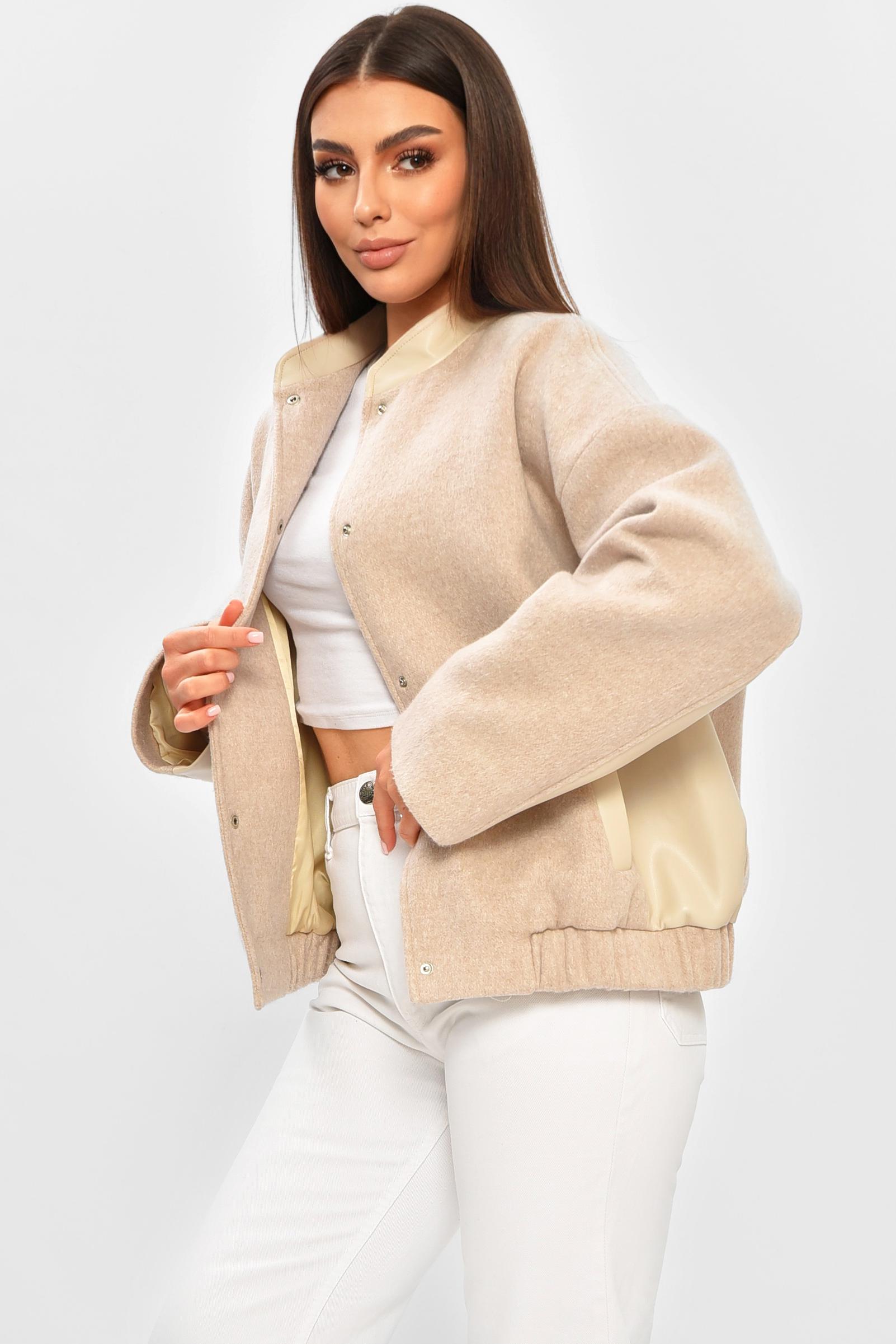 Бомбер женский демисезонный L Бежевый (205763) - фото 2 Бомбер женский демисезонный L Бежевый (205763) - фото 2