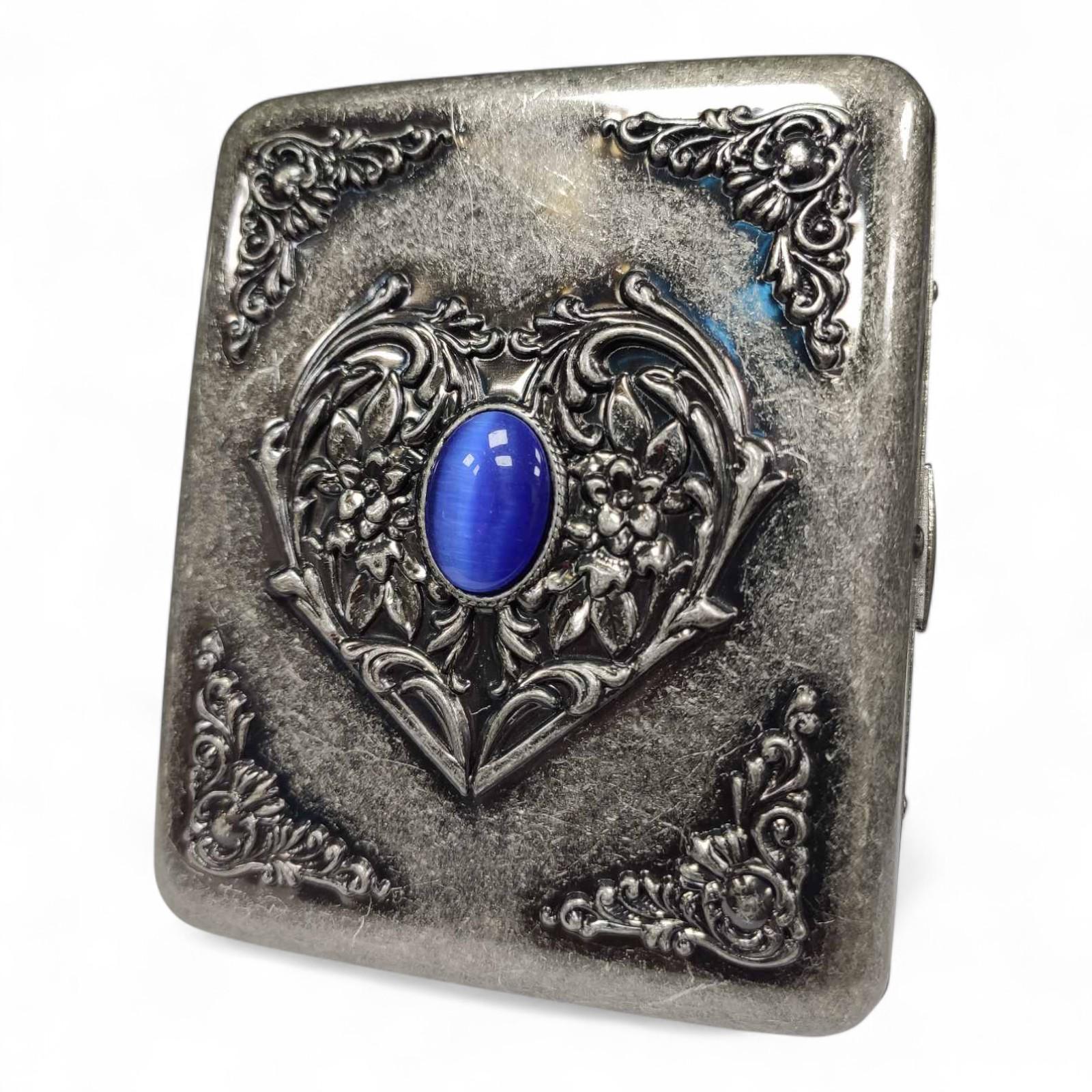 Портсигар металлический RUIPAI Sapphire Floral на 20 сигарет в подарочной упаковке Silver (XT-3-150C)