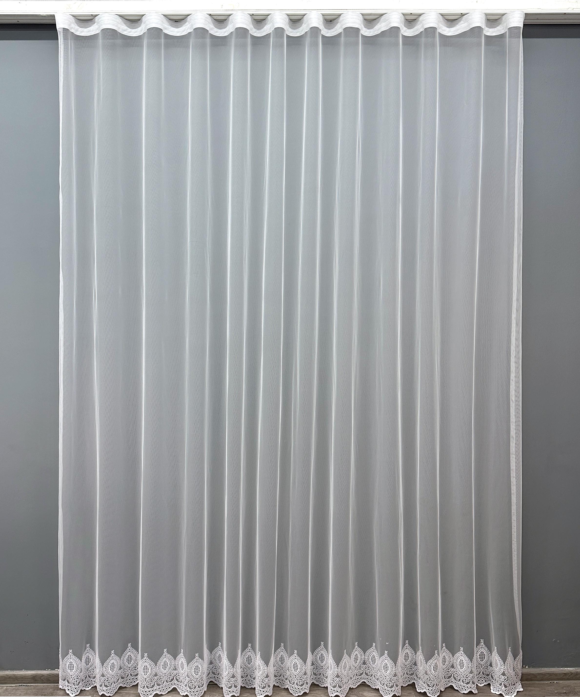 Тюль VR-Textil 1656т Грек-сетка с вышивкой и люрексом 300х270 см Белый (42-0628)