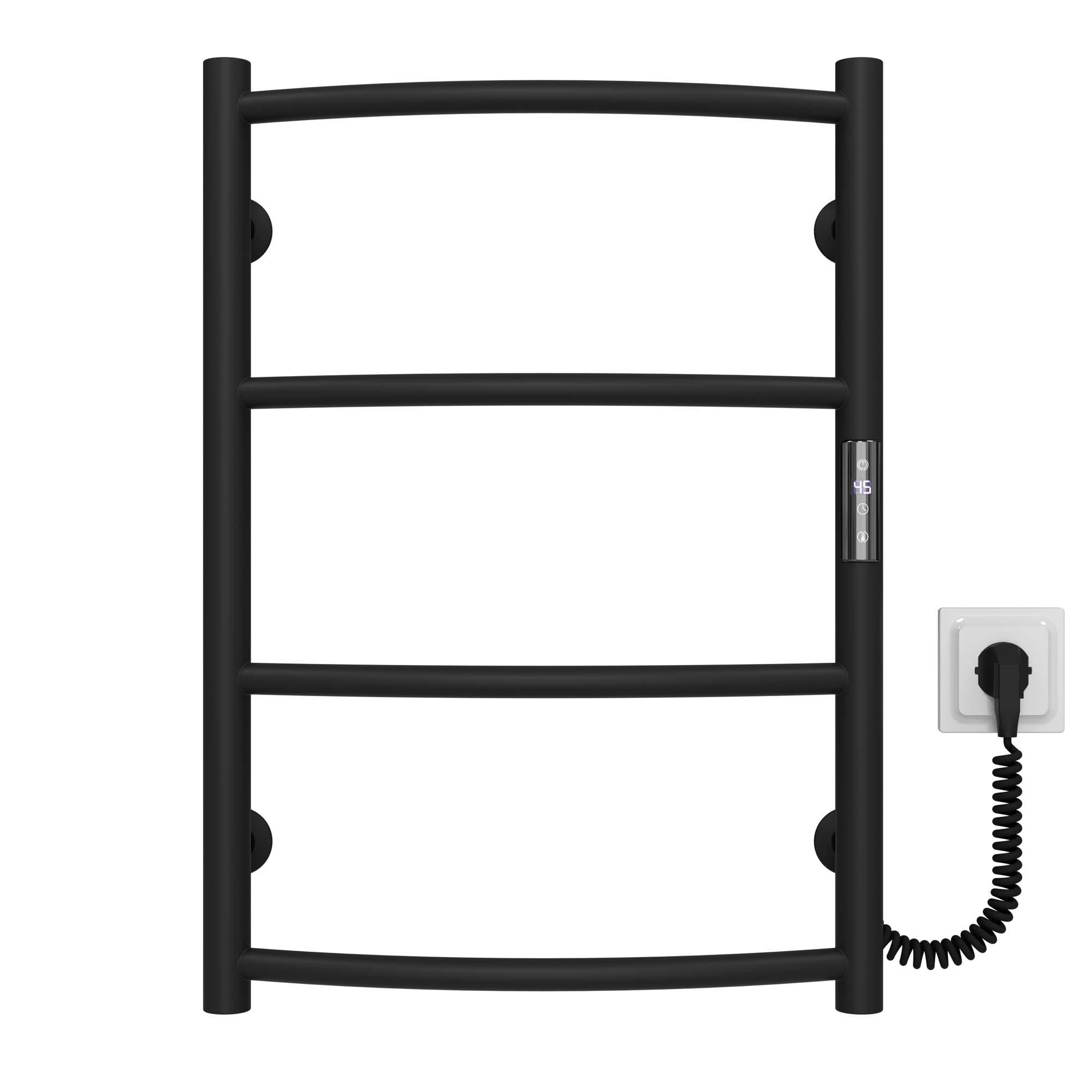 Полотенцесушитель электрический Deffi Классик П4 JD03 правое подключение нержавеющая сталь 400х600 мм Черный (C.DK.60.40.4.E.B.R.1)