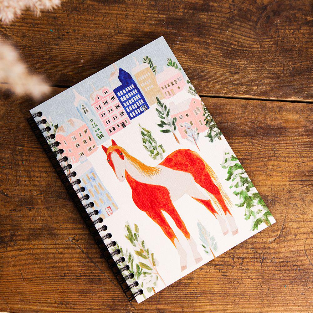 Блокнот Sketchbook Кінь в засніженому місті прямокутний (sp7-795220086)