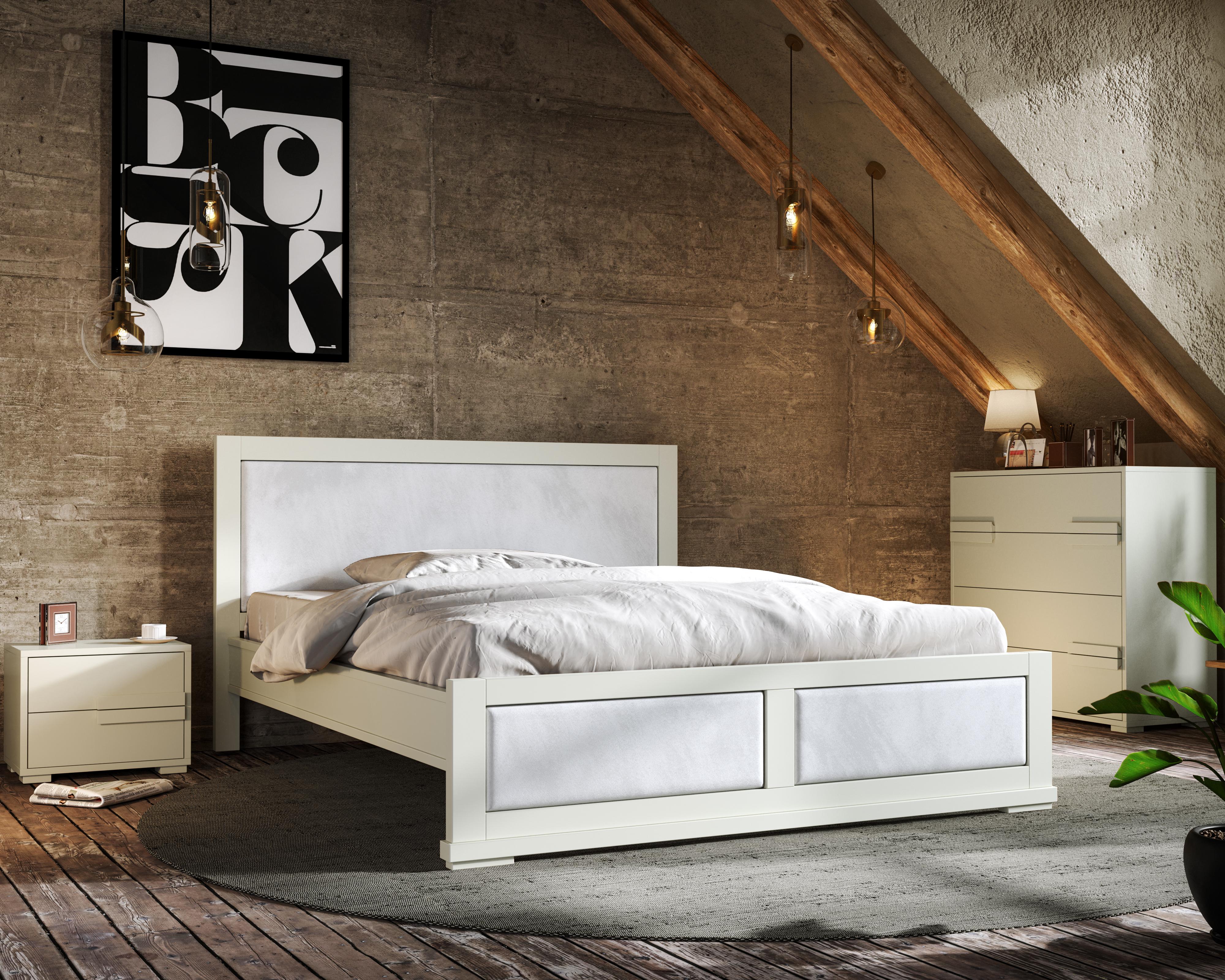 Кровать двуспальная Arbor Drev Тренд с основой натуральное дерево сосна/ткань велюр Лагуна 0 180х200 см Белый (47188)