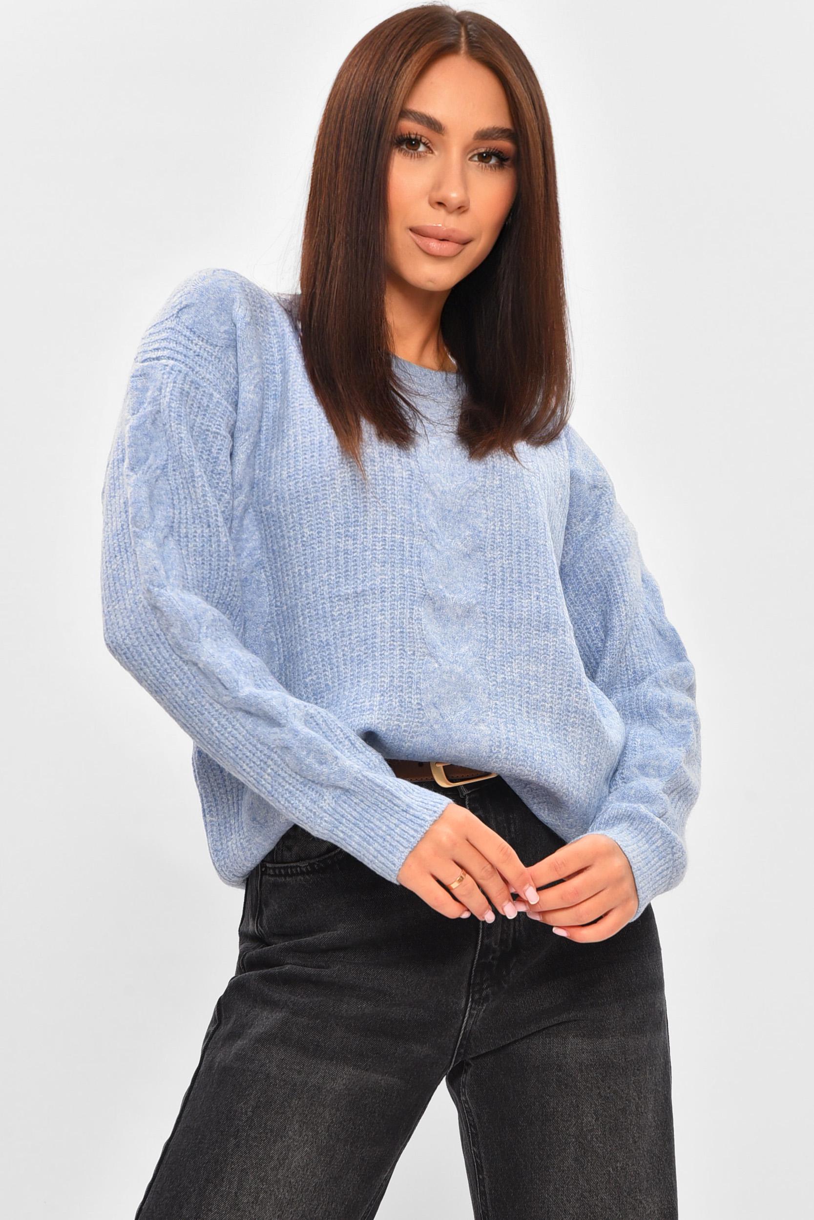 Светр жіночий 206615 однотонний M-XL Блакитний (206615_!335429_44-48) - фото 1