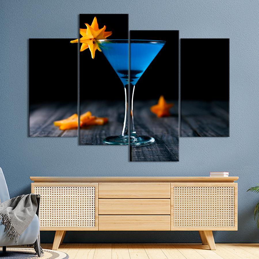 Настенний декор Красивый синий коктейль Голубая лагуна 129x90 см (A491-4)