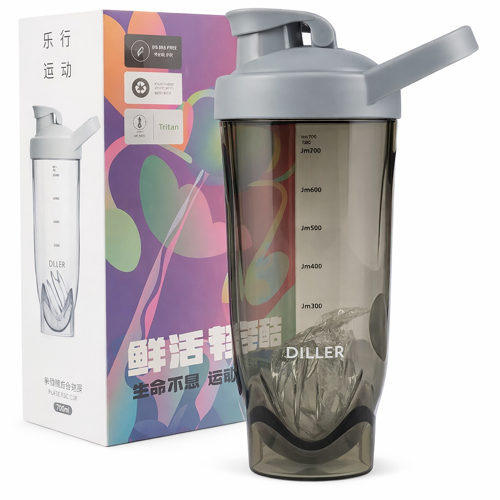 Шейкер тритановий Diller Bottle із кулькою 700 мл Сірий (2869256527)