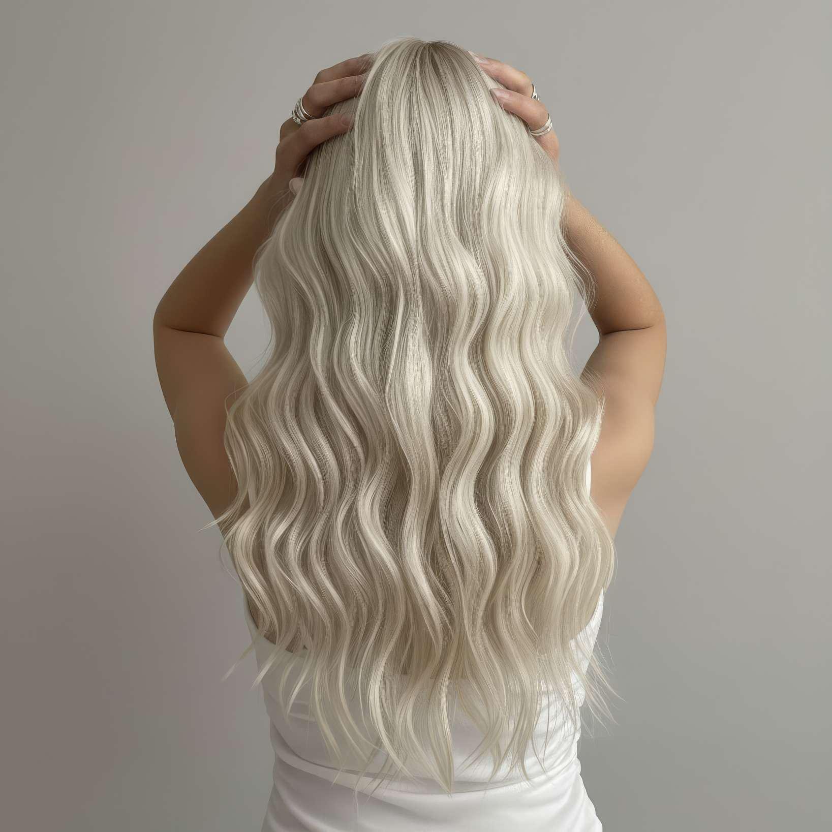 Перука жіноча хвиляста довга зі штучного волосся 70 см Блондин - фото 3