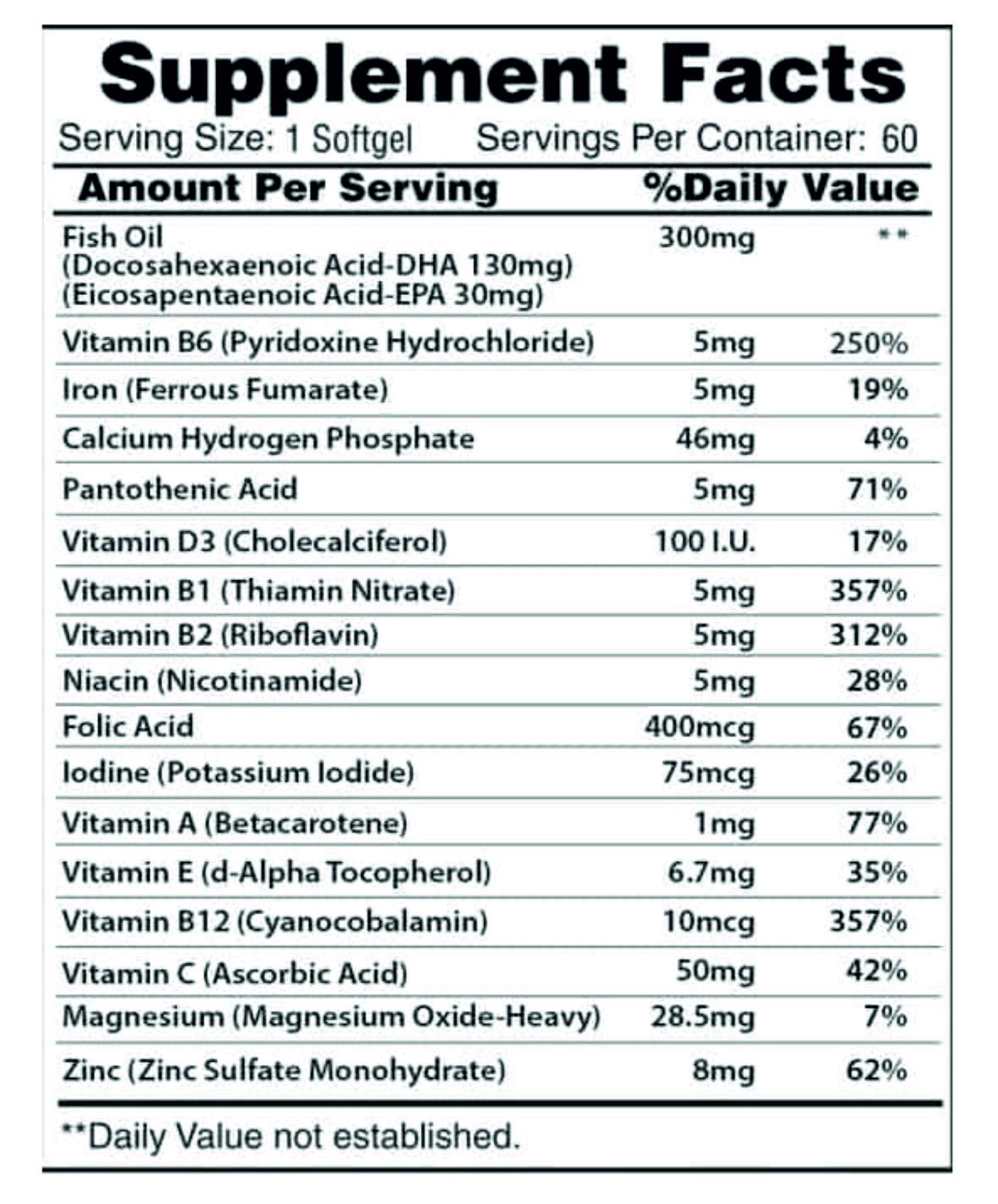 Вітаміни для жінок Prenatal Vitamin 60 таблеток - фото 2