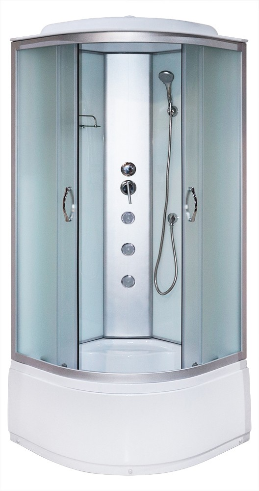 Бокс душевой KO&PO 470 FJ BIG на глубоком поддоне с гидромассажем матовое стекло раздвижные двери 90x90х215 см (C14507+1)