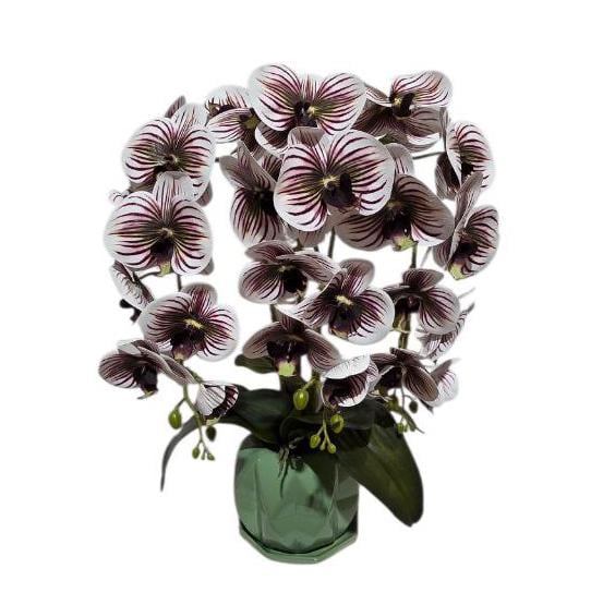 Орхидея искусственная Ravisto 52x32 см Бело-бордовый (0515-6)