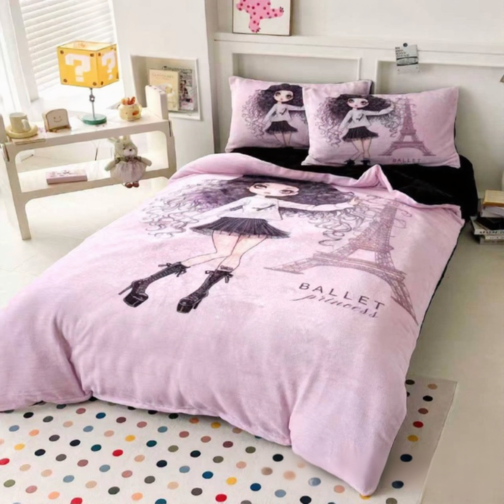 Комплект дитячої постільної білизни велюр полуторний 50x70 см Рожевий