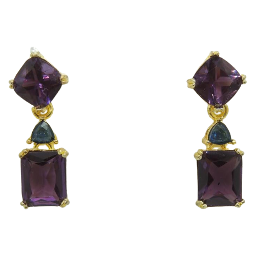 Серьги-гвоздики Liresmina Jewelry прямоугольные и ромбовидные кубик циркона 2,9 см Золотистый (1734393335)