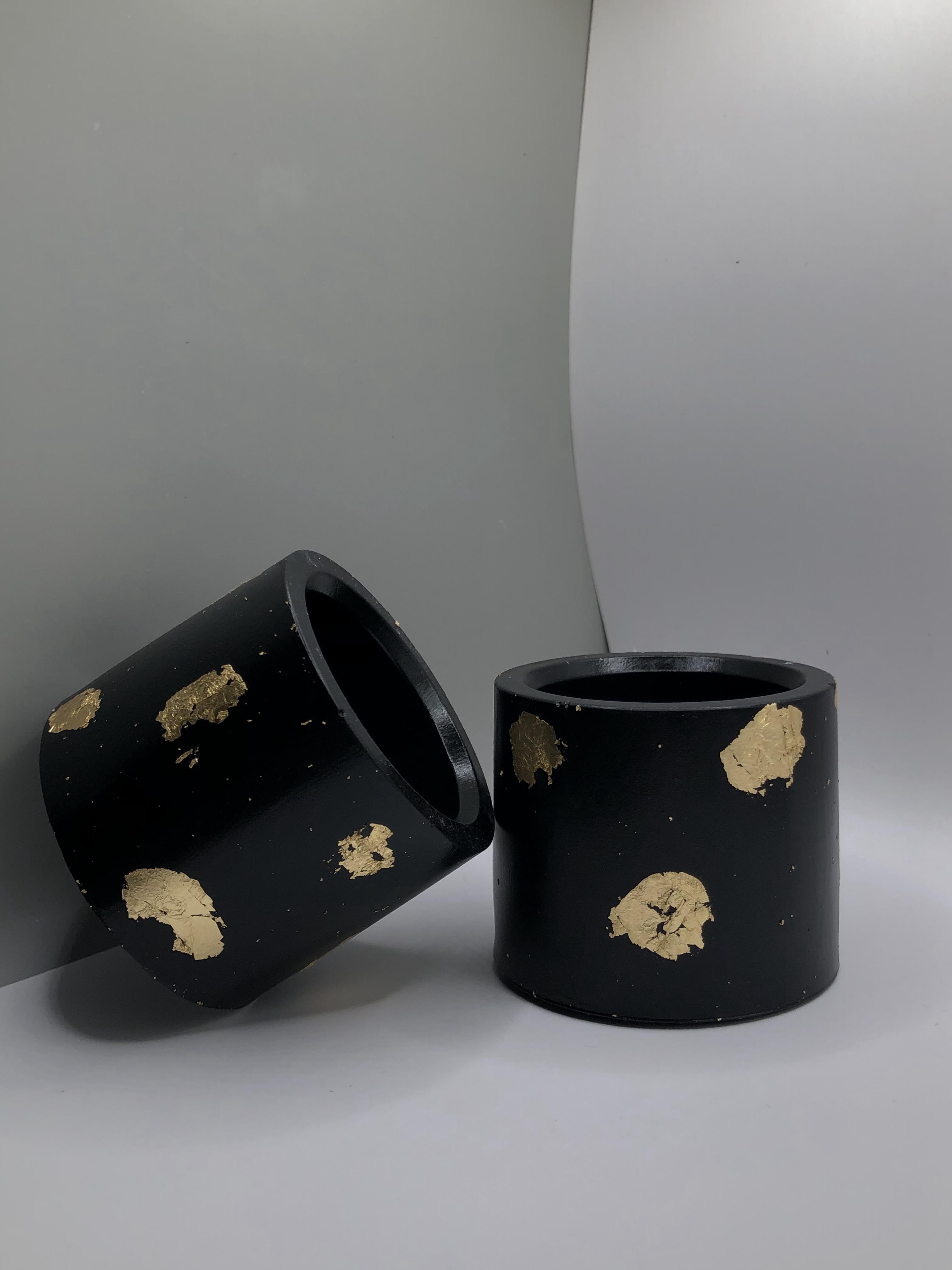 Кашпо гипсовое для свечей и растений 4,7 см Черный с паталью - фото 2 Кашпо гипсовое для свечей и растений 4,7 см Черный с паталью - фото 2