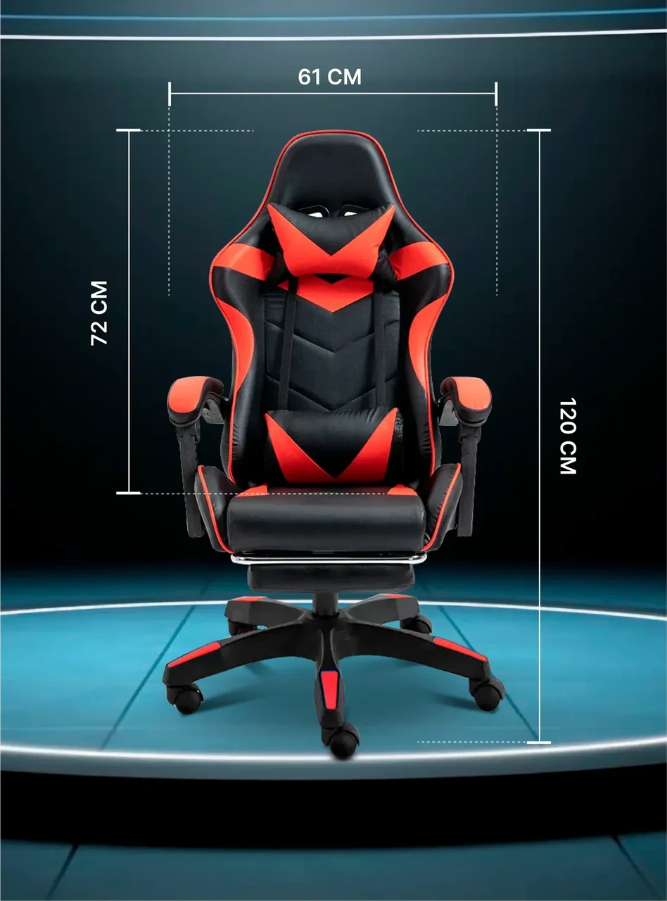 Крісло комп'ютерне для офісу та дому 4Points DL з підставкою для ніг з подушками Чорний/Червоний (40281) - фото 9