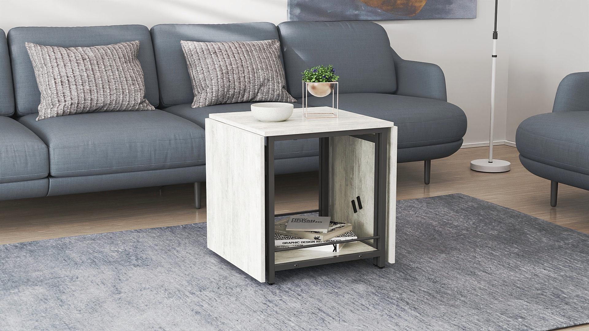 Стол журнальный трансформер Ferrum-decor Куб Комбо металл/ДСП 16 мм 650x540x532x500 мм Черный/Бетон (FRD-105155) - фото 9