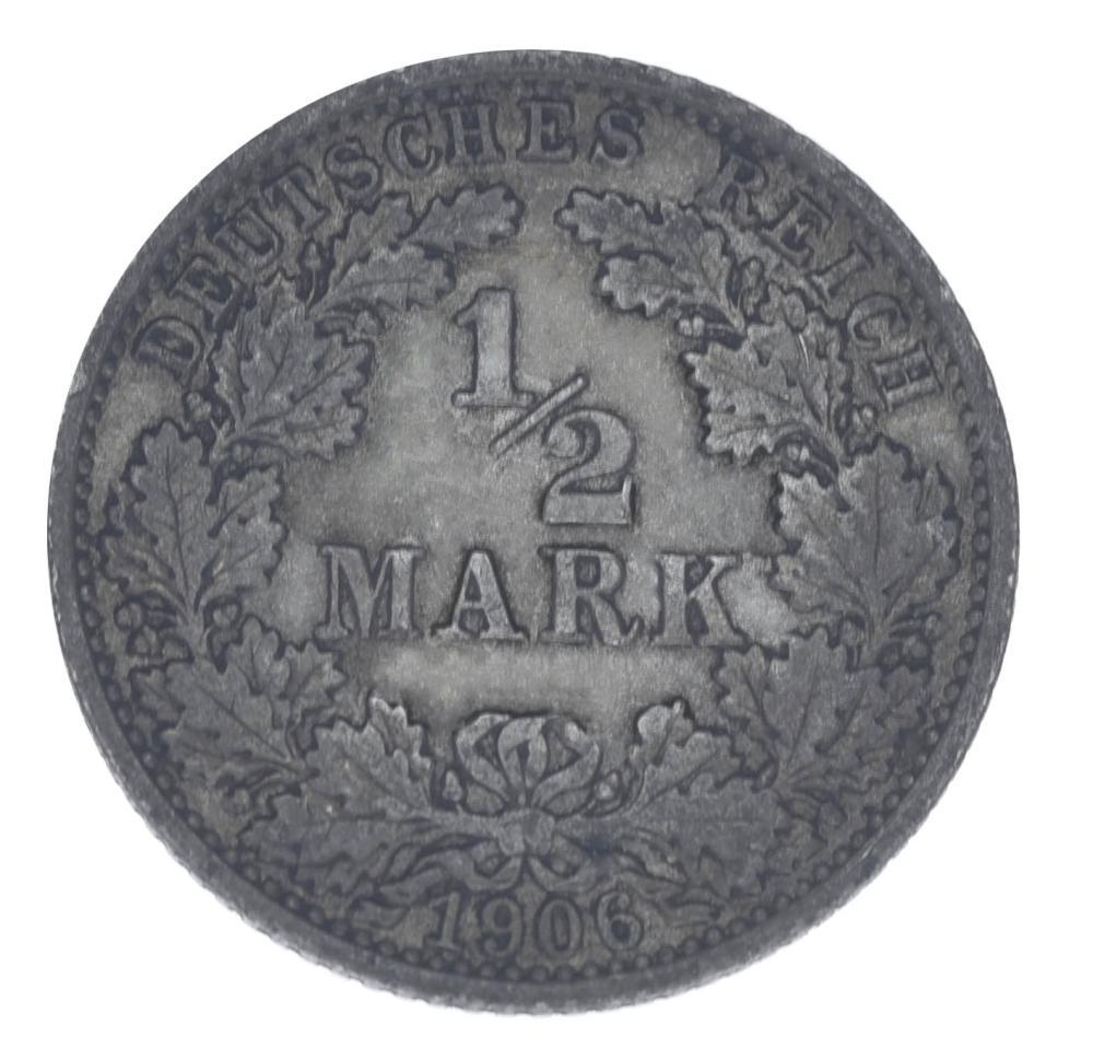 Коллекционная монета Германия 1/2 марки 1906 Серебро F-VF