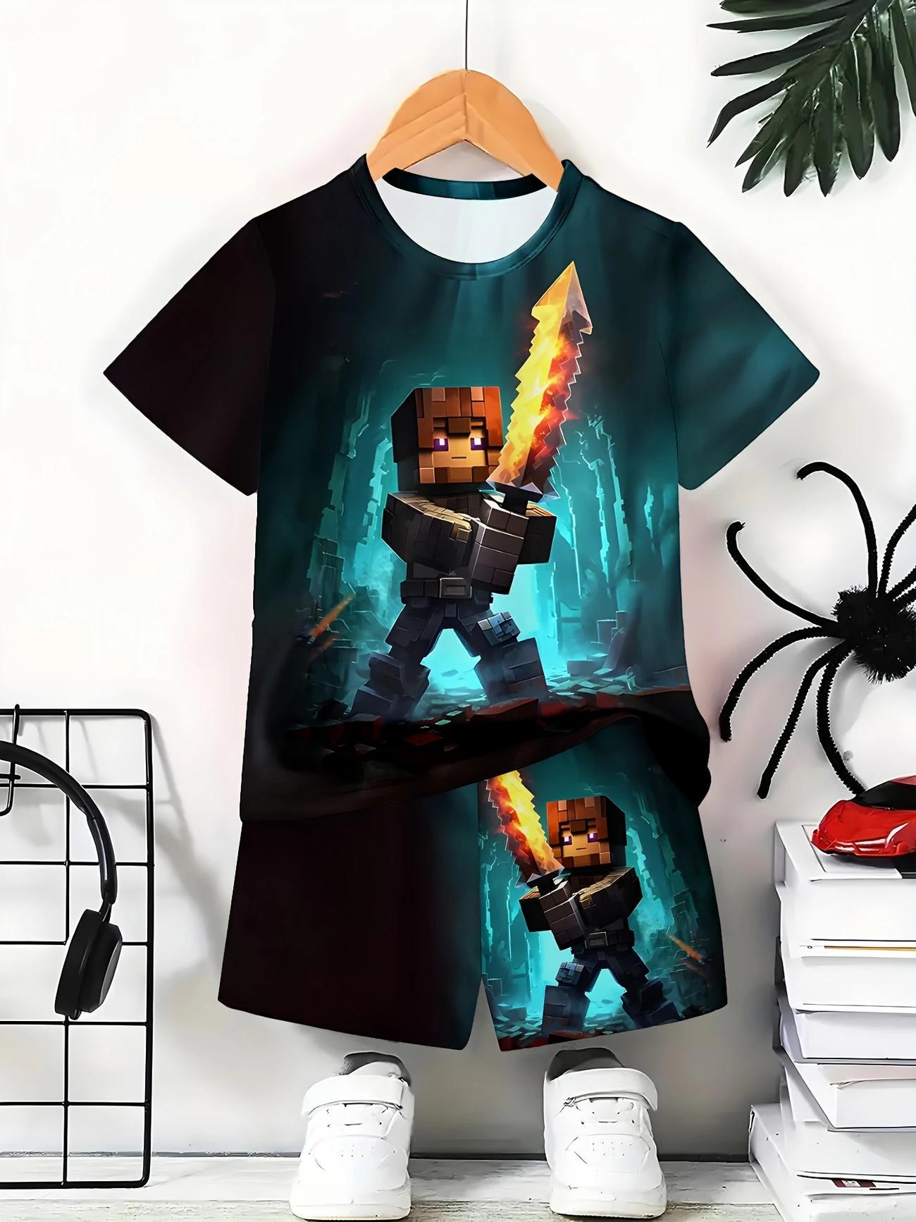 Комплект детский летний для мальчика Minecraft Огненный рыцарь шорты/футболка с двусторонним принтом 116-128 см Разноцветный (D-0071) - фото 2 Комплект детский летний для мальчика Minecraft Огненный рыцарь шорты/футболка с двусторонним принтом 116-128 см Разноцветный (D-0071) - фото 2