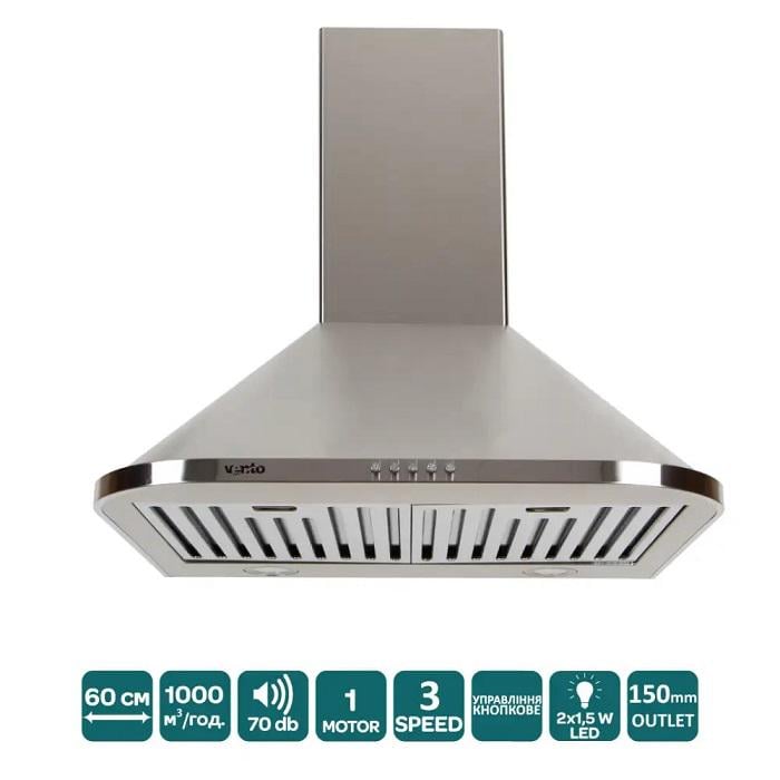 Витяжка Ventolux MONACO 60 INOX 1000 (11161) - фото 2 Витяжка Ventolux MONACO 60 INOX 1000 (11161) - фото 2