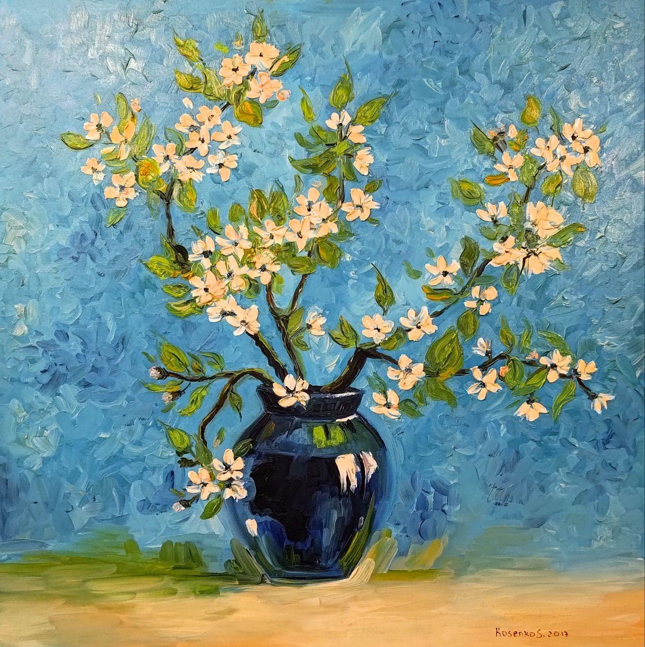 Картина маслом на холсте Сакура 60х60 см