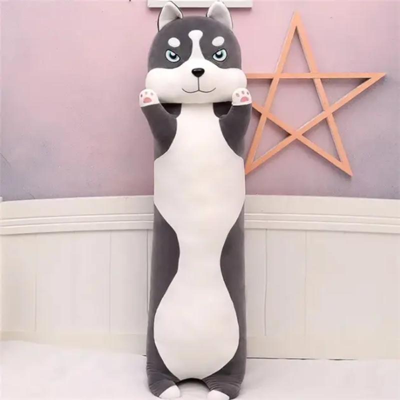 М'яка іграшка-подушка плюшева Хаскі 71 см Темно-сірий (2529632872) - фото 2