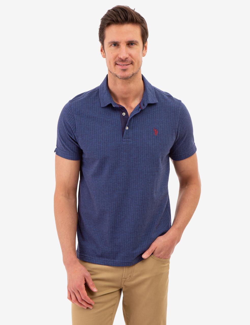 Поло мужское US Polo ASSN JACQUARD PATTERN JERSEY POLO SHIRT Синий (2235419016)